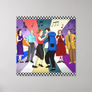 Coupondansen   Retro Nostalgische jaren 1950 Canvas Afdruk