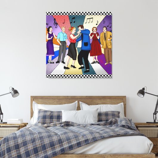 Coupondansen | Retro Nostalgische jaren 1950 Canvas Afdruk (Insitu (Slaapkamer))