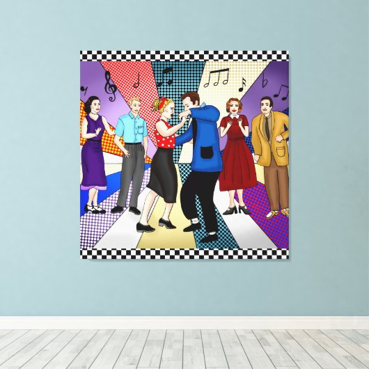 Coupondansen | Retro Nostalgische jaren 1950 Canvas Afdruk (Insitu (Houten vloer))