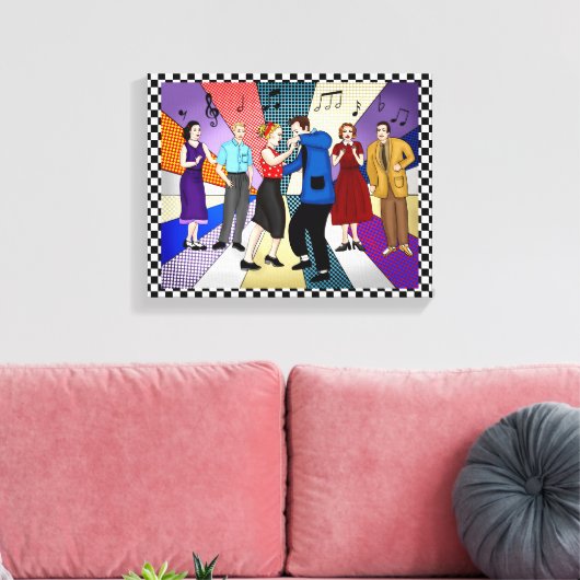 Coupondansen | Retro Nostalgische jaren 1950 Canvas Afdruk (Insitu (Woonkamer))