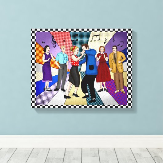 Coupondansen | Retro Nostalgische jaren 1950 Canvas Afdruk (Insitu (Houten vloer))