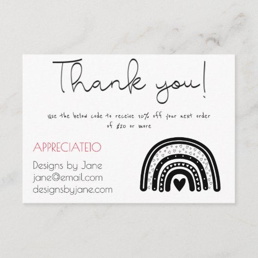 Couponkaart voor kleine bedrijven Zwart Regenboog  Informatiekaartje (Voorkant)
