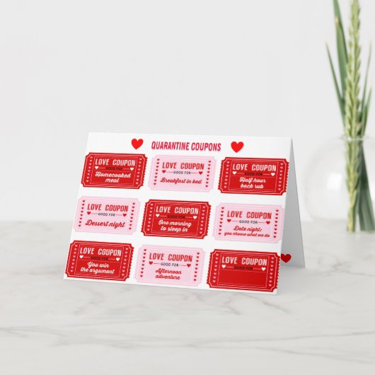 Coupons Happy Valentijnsdag Roze rood Kaart (Voorkant)