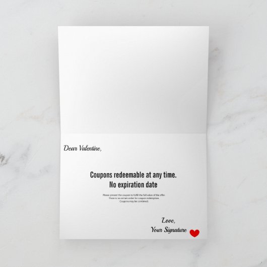 Coupons Happy Valentijnsdag Roze rood Kaart (Binnen)