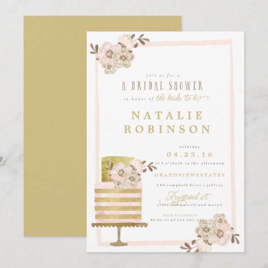 Coupure Bridal Shower - goud Kaart (Voorkant / Achterkant)