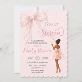 Couquette Blush Boog Bruin Mode Meisje Sweet 16 Kaart