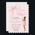 Couquette Blush Bow Brown Fashion Girl Sweet 16 Kaart<br><div class="desc">Personalize this chic coquette sweet sixteen birthday invitation with own wording easily and quickly,  simply press the customize it button to further re-arrange and format the style and placement of the text.  Matching items available in store!  (c) The Happy Cat Studio</div>