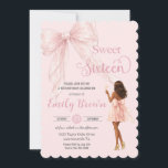 Couquette Blush Bow Brown Fashion Girl Sweet 16 Kaart<br><div class="desc">Personalize this chic coquette sweet sixteen birthday invitation with own wording easily and quickly,  simply press the customize it button to further re-arrange and format the style and placement of the text.  Matching items available in store!  (c) The Happy Cat Studio</div>