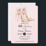 Couquette Blush Bow Fashion Heel 40th Birthday Kaart<br><div class="desc">Personalize this chic coquette black and pink birthday invitation with own wording easily and quickly, simply press the customize it button to further re-arrange and format the style and placement of the text.  Perfect for Sweet 16, 18th Birthday, 21st, 30th, 40th, 50th, 60th and more! Matching items available in store!...</div>