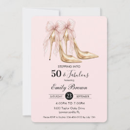Couquette Blush Bow Fashion Heel 50th Birthday Kaart