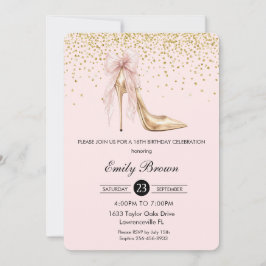 Couquette Blush Ribbon Bow Fashion Heel Sweet 16 Kaart