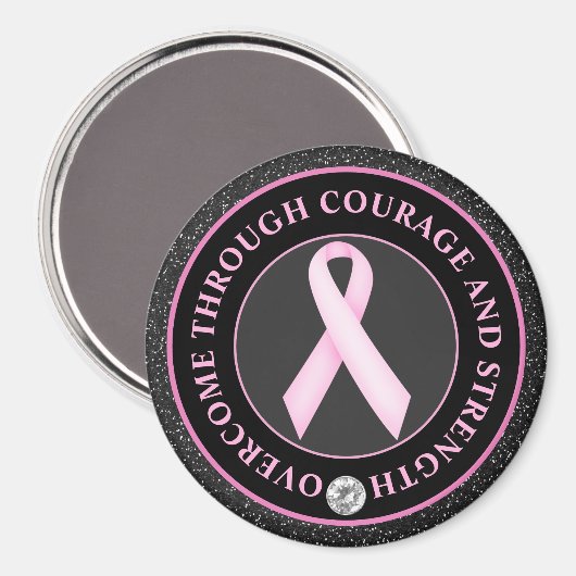 Courage and Strength – Pink Ribbon Awareness Magneet (Voorkant / Achterkant)