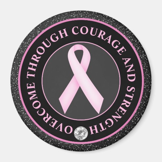 Courage and Strength – Pink Ribbon Awareness Magneet (Voorkant)