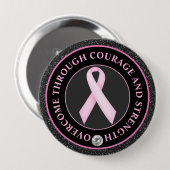 Courage and Strength – Pink Ribbon Awareness Ronde Button 4,0 Cm (Voorkant /achterkant)