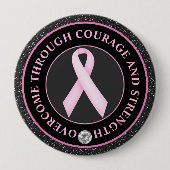 Courage and Strength – Pink Ribbon Awareness Ronde Button 4,0 Cm (Voorkant)