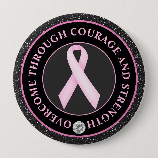 Courage and Strength – Pink Ribbon Awareness Ronde Button 4,0 Cm (Voorkant)