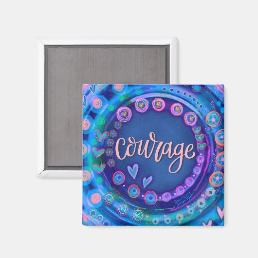 Courage Blue Trendy Moderne Inspirivity Magnet (Voorkant / Achterkant)
