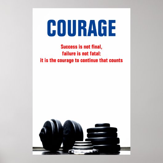 Courage Bodybuilding Training Motivatie Poster (Voorkant)