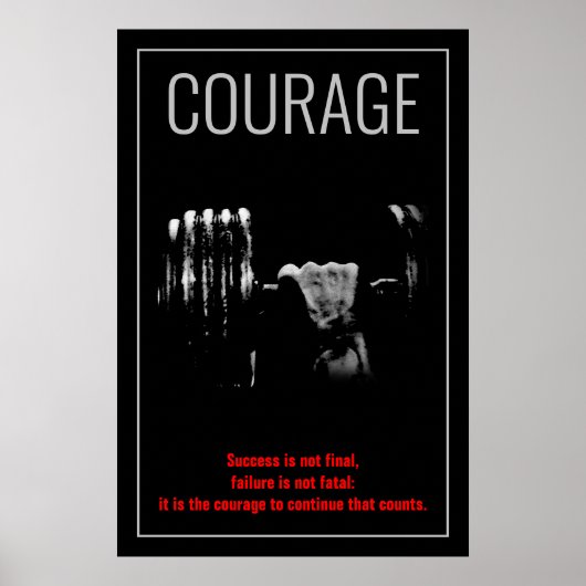 Courage Bodybuilding Training Motivatie Poster (Voorkant)