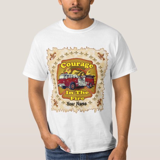 Courage Brandweerwagen Brandweerman T-shirt (Voorkant)
