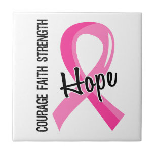 Courage Faith Hope 5 Breast Cancer Tegeltje
