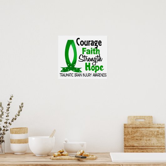 Courage Faith Sterke Hope Traumatic Brain Letjury Poster (Keuken)