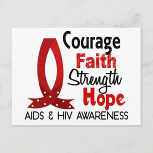 Courage, Faith, Sterkte, Hope AIDS Briefkaart