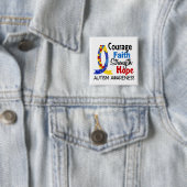 Courage Faith Strength Hope Autism Vierkante Button 5,1 Cm (In situ)