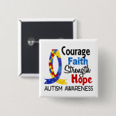 Courage Faith Strength Hope Autism Vierkante Button 5,1 Cm (Voorkant /achterkant)