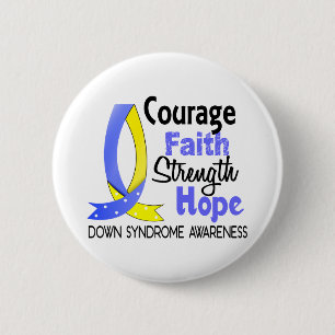 Courage Faith Strength Hope Down Syndrome Ronde Button 5,7 Cm