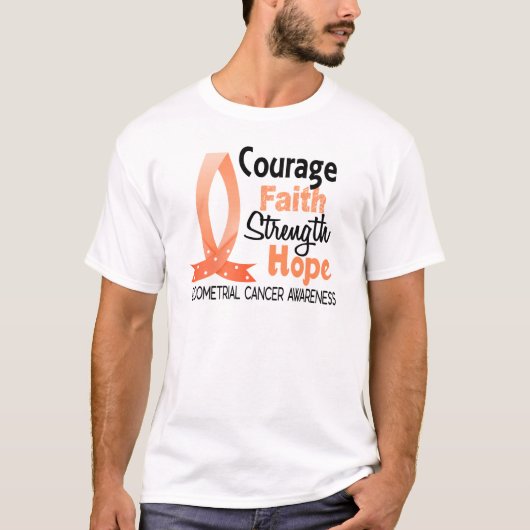 Courage Faith Strength Hope Endometrial Cancer T-shirt (Voorkant)