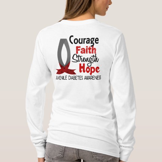 Courage Faith Strength Hope Jonvenile Diabetes T-shirt (Achterkant)