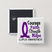 Courage Faith Strength Hope Lupus Vierkante Button 5,1 Cm (Voorkant /achterkant)