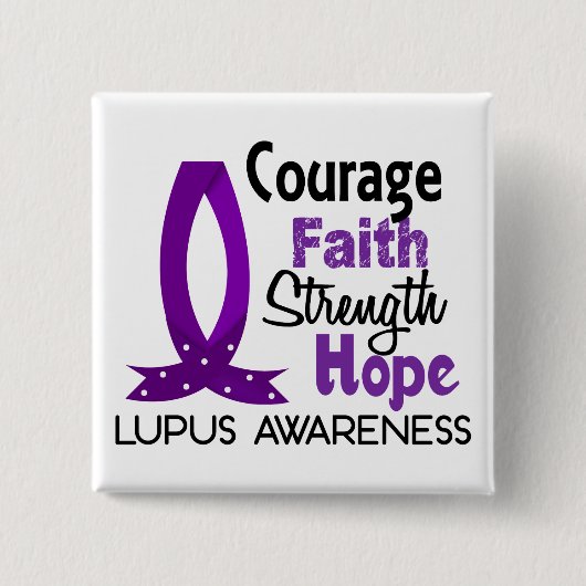 Courage Faith Strength Hope Lupus Vierkante Button 5,1 Cm (Voorkant)