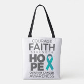 Courage Faith Strength Hope Ovarian Awareness Tote Bag (Achterkant)