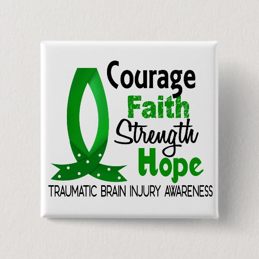 Courage Faith Strength Hope Traumatic Brain Letjur Vierkante Button 5,1 Cm (Voorkant)