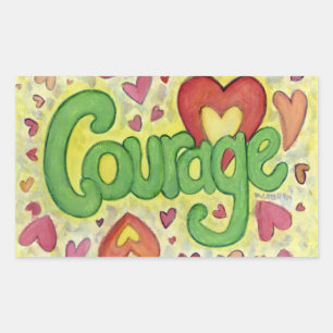 Courage Heart Inspirerend Words Sticker Labels