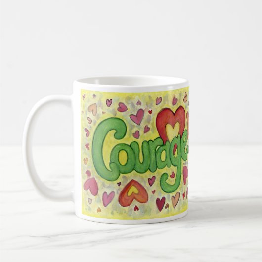 Courage Heart Word Art Custom Coffee Cup Koffiemok (Links)