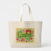 Courage Heart Word Art Inspirerend Canvas tas (Achterkant)