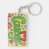 Courage Heart Word Art Inspirerend Sleutelhanger (achterkant)