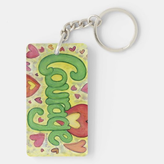 Courage Heart Word Art Inspirerend Sleutelhanger (achterkant)