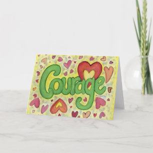 Courage Heart Word Art Inspirerend Wenskaart Feestdagen Kaart