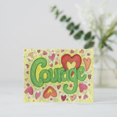 Courage Heart Word Art Motivatie Briefkaart (Staand voorkant)