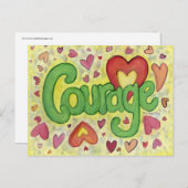 Courage Heart Word Art Motivatie Briefkaart (Voorkant / Achterkant)