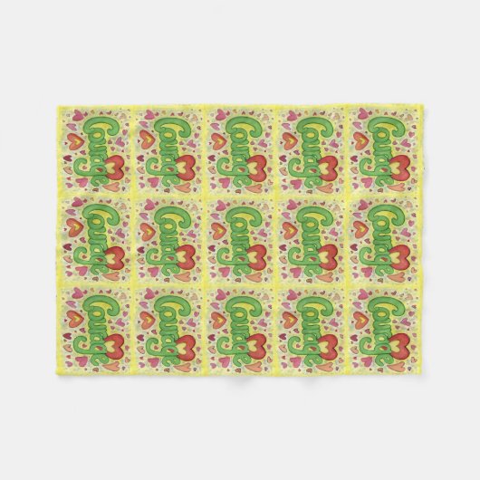 Courage Heart Word Art Soft Fleece Blankets (Voorkant (Horizontaal))