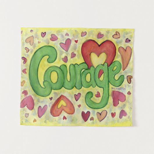 Courage Heart Word Art Tapestry Wall Decor Wandkleed (Voorkant (horizontaal))