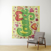 Courage Heart Word Art Tapestry Wall Hanging Wandkleed (In situ)