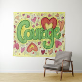 Courage Heart Word Art Tapestry Wall Hanging Wandkleed (In Situ (horizontaal))