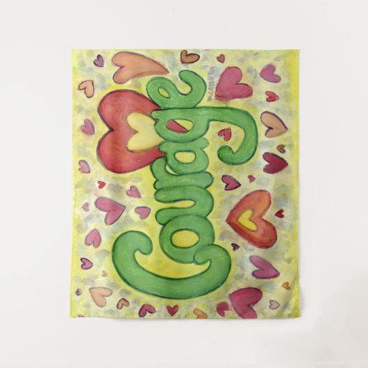 Courage Heart Word Art Tapestry Wall Hanging Wandkleed (Voorkant)