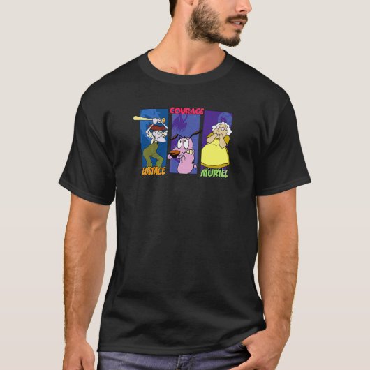 Courage Het Lafhartige Hond Groepspanelen T-shirt (Voorkant)
